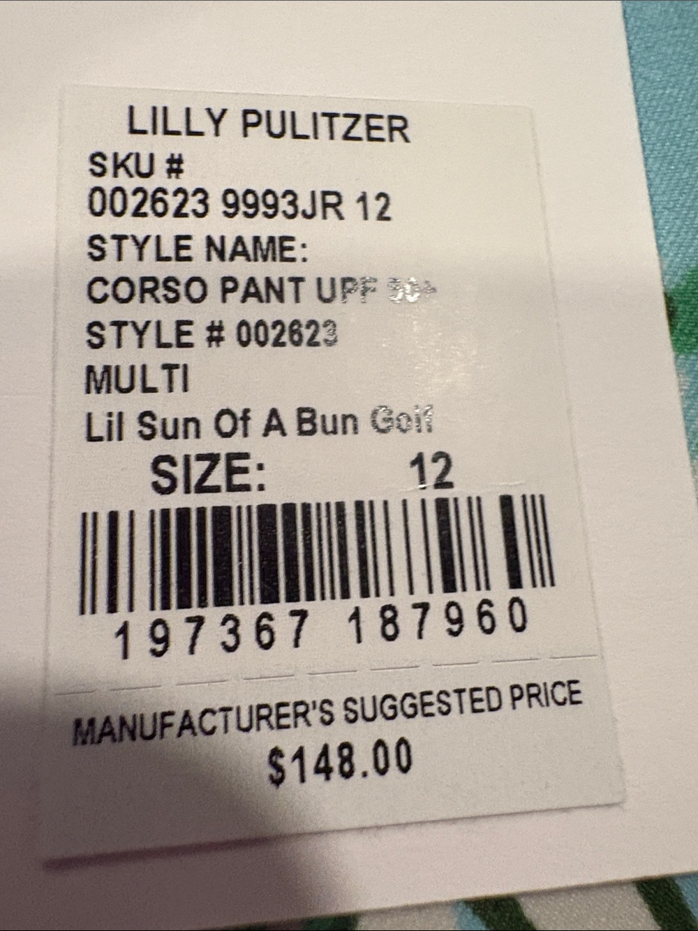 Lilly Pulitzer Aqua Floral Pants & Hot Pink Check Pants NWT Corso pants bundle - Picture 2 of 4